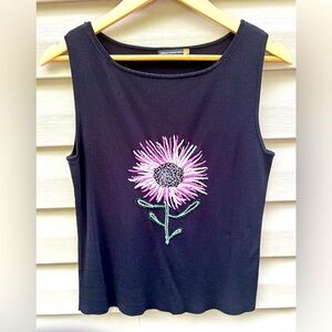 VTG Y2K Sweaterworks M floral beaded embroidered whimsical sleeveless tank top